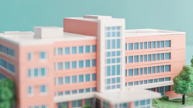 Modern miniature office building model showcasing urban planning and design