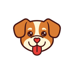 Cute Cartoon Dog Face with Tongue Out.