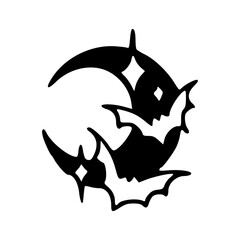 Halloween bats crescent moon