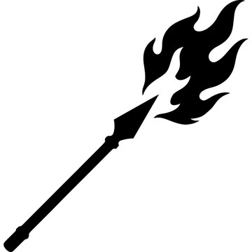 Black vector silhouette of fire lance