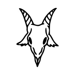 gothic ram skull line art doodle
