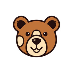 Cute Cartoon Teddy Bear Face Illustration.