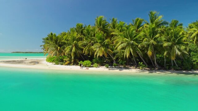 Aerial shot of beaches and lagoon of Nikumaroro Atoll, Kiribati