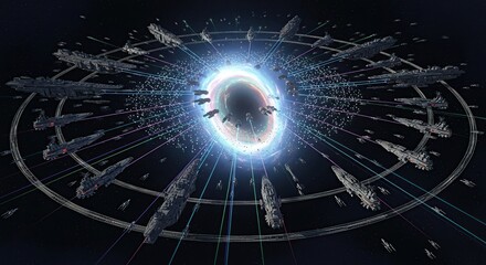Galactic Armada in Circular Formation Around a Luminous Space-Time Anomaly