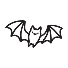 A delightful line drawing of a small and cute bat. 
