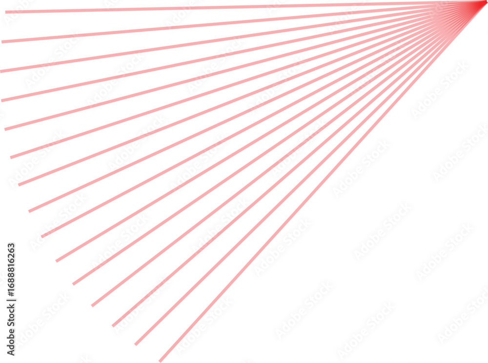 Poster red lines converging to a vanishing point on white background | minimalist geometric pattern for gra