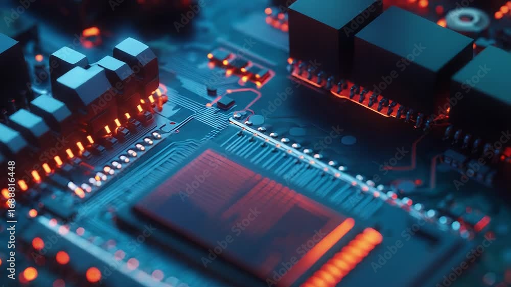 Aufkleber quantum computing processor performing complex calculations on motherboard