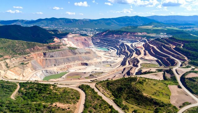 Aerial view of an open-pit mine