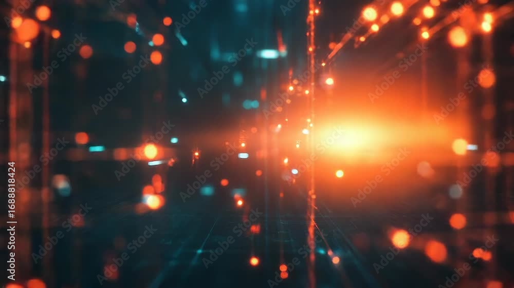Aufkleber abstract technology background showing futuristic server room with data flowing