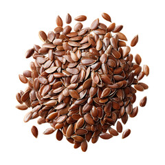 Pile of shiny brown seeds on a transparent background showcasing their natural texture rich color and potential health benefits