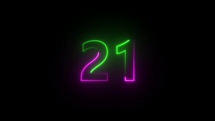 "Glowing Neon Number 21. Vibrant Electric Green and Pink Light Typography on Dark Background for Futuristic neon number , Glowing neon number 21, Signage, Party Theme, or Visual Countdown Display" - Powered by Adobe