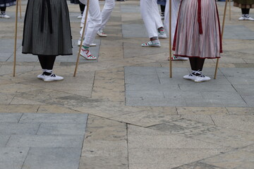 Basque folk dance exhibition in an outdoor festival