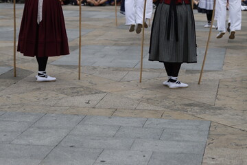 Basque folk dance exhibition in an outdoor festival