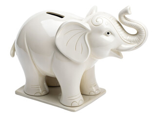 Fototapeta premium Image of ceramic Bank white elephant isolated on transparent background. 