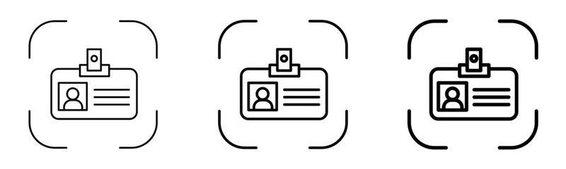 Identification badge vector icons with user profile symbol and security frame isolated on transparent background