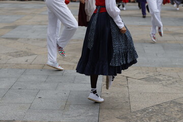 Basque folk dance exhibition in an outdoor festival