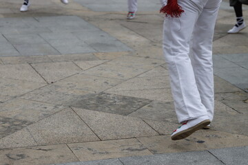 Basque folk dance exhibition in an outdoor festival