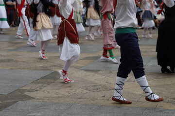 Basque folk dance exhibition in an outdoor festival