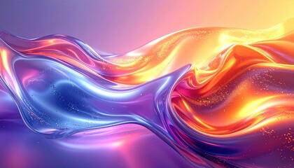 Obraz premium Abstract, vibrant, liquid-like forms in a gradient of vibrant colors, flowing and merging.