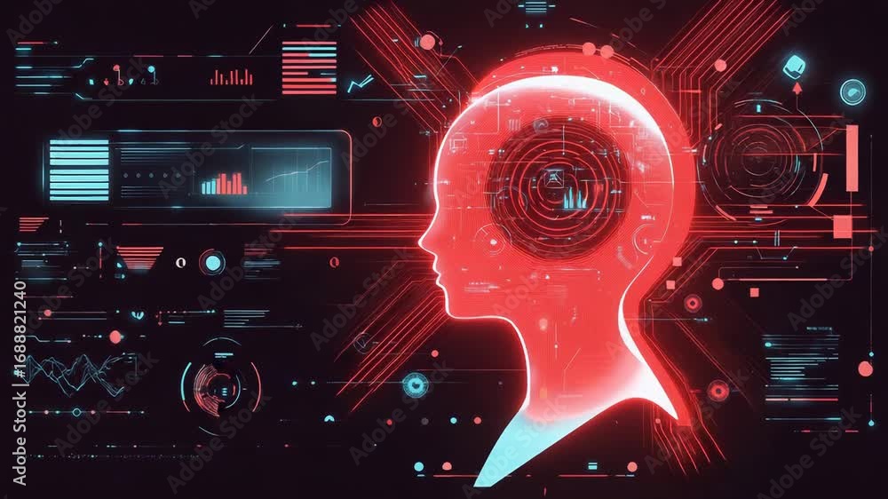 Aufkleber artificial intelligence processing data in futuristic hud interface