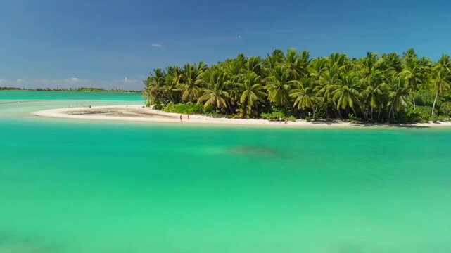 Aerial shot of beaches and lagoon of Nikumaroro Atoll, Kiribati