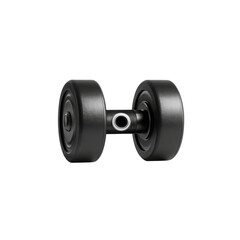 Studio Shot of a Black Rubber Coated Dumbbell for Fitness and Weight Training