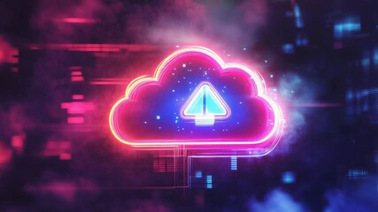 Cloud computing uploading data to server in futuristic cyberspace - Powered by Adobe