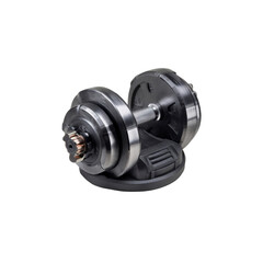 Adjustable Dumbbell Weight Set on Stand - Fitness Equipment Close-up