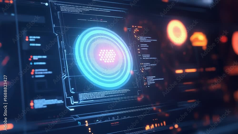 Aufkleber futuristic interface displaying data analysis and processing information