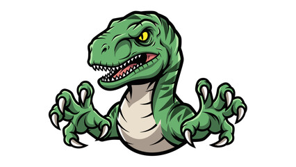 Green Dinosaur Mascot with Sharp Claws Extended, Mascot Logo Illustration Vector Design