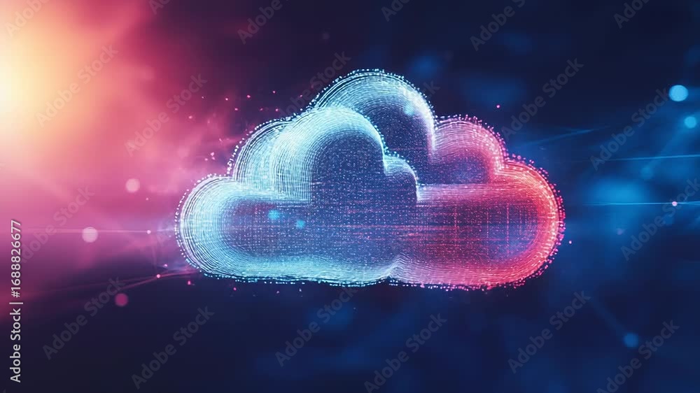 Aufkleber cloud computing technology connecting digital data in cyberspace