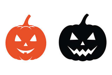 Orange and black jack o lantern silhouettes side by side halloween pumpkin