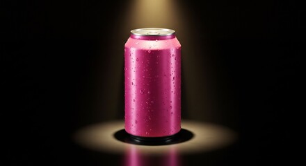 Icy Pink Aluminum Can: Dramatic Low-Key Studio Shot