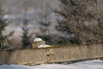 WHITE WINTER - Snow on the roadside barriers of and a local road

