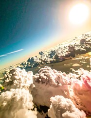 Aerial View of Colorful Clouds with Bright Sunlight