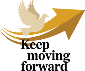 Fototapeta premium Dove flying on golden arrow isolated on transparent background