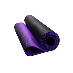 Rolled Purple and Black Yoga Mat with Speckled Design