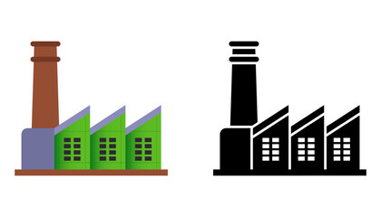 Obraz premium Factory icon. Color and monochrome version. Production of goods. Flat illustration.