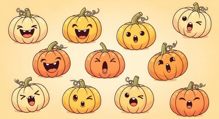 Cheerful Halloween pumpkins creating joyful autumn vibes for seasonal designs and festive holiday decorations
