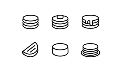 Minimalist line icons of pancakes and food items