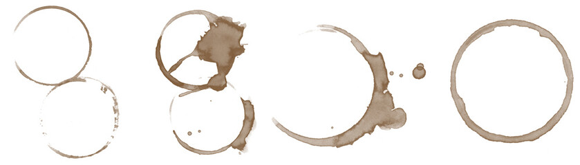 Coffee Stain Set Food and Drink Spill Beverage Marks Graphic Texture Isolated Background