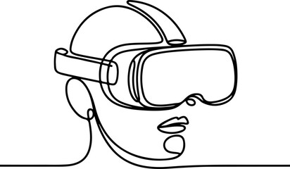 Continuous Line Art VR Headset Minimalist Illustration