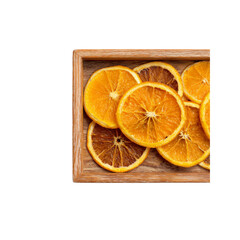 Dehydrated Orange Slices in Wooden Box - Top View