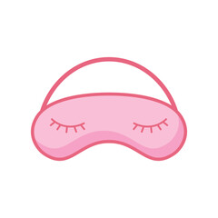 Cute pink sleeping mask with closed eyes and eyelashes flat vector design