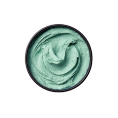Swirled Teal Beauty Cream in Black Bowl, Top View