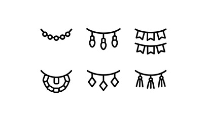 Naklejka premium Minimalist line art of various hanging decorations in black and white