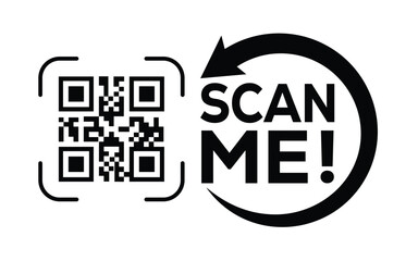 QR code scan icon set. Scan me frame. QR code scan for smartphone. QR code for mobile app, payment and identification. Vector illustration.