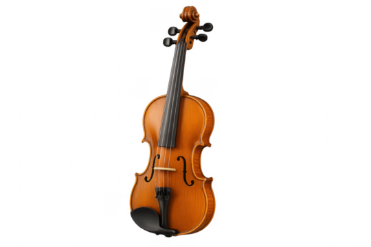 Violin with transparent background showing fine craftsmanship