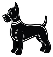 A cute black and white cartoon puppy vector illustration isolated on a white background