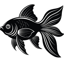 Fish vector illustration with silhouette on white background